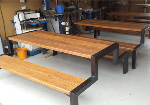 solid garden seat made from recycled railway sleepers